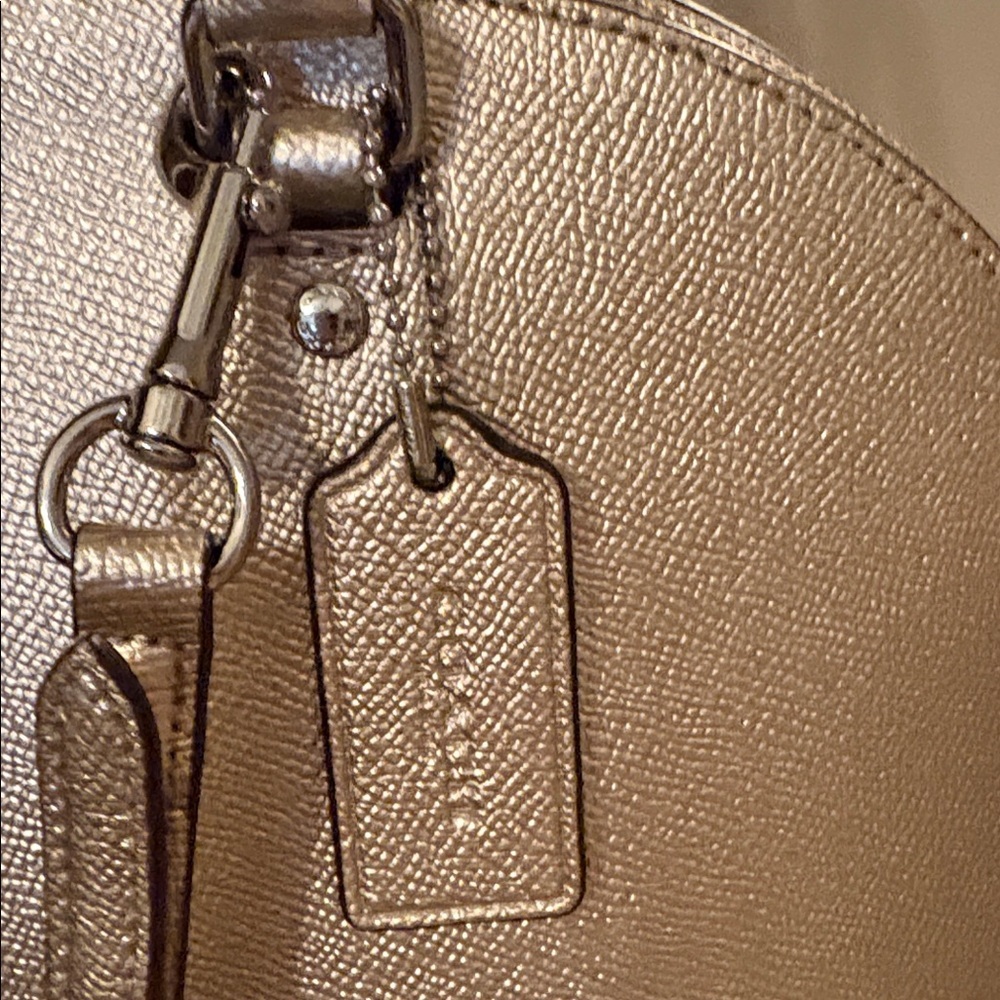 Coach Metallic Dome Satchel - Gold - Picture 4 of 16